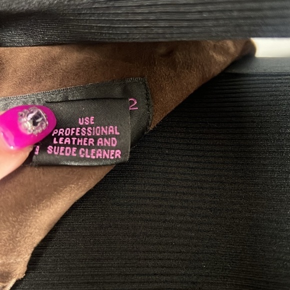 VS2 by Vakko Vintage Brown Studded Slit Suede Lined Skirt Size 10 - Picture 4 of 17